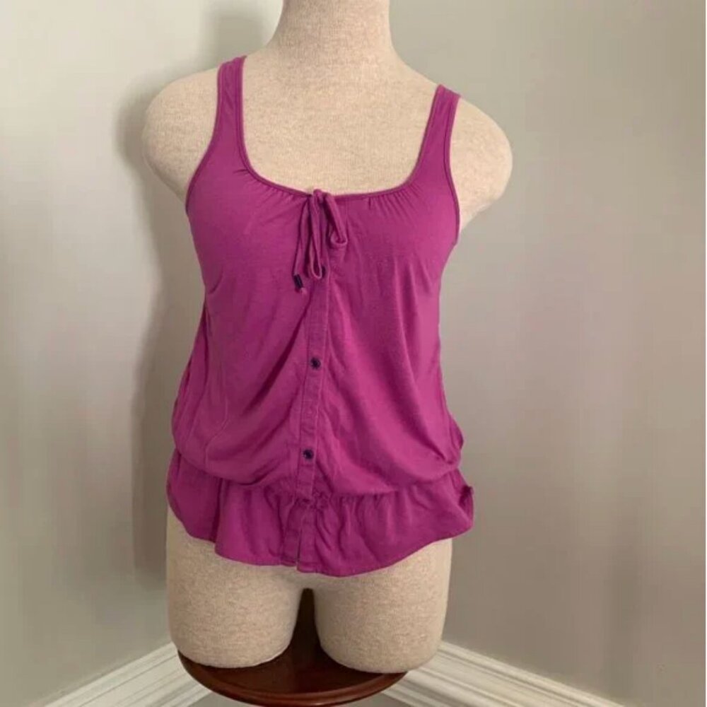 American Eagle Fuchsia Sleeveless Button Front Top Elastic Waist Size XS